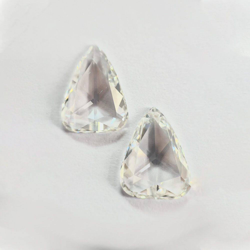 Pear shape I color Rose cut pair diamond