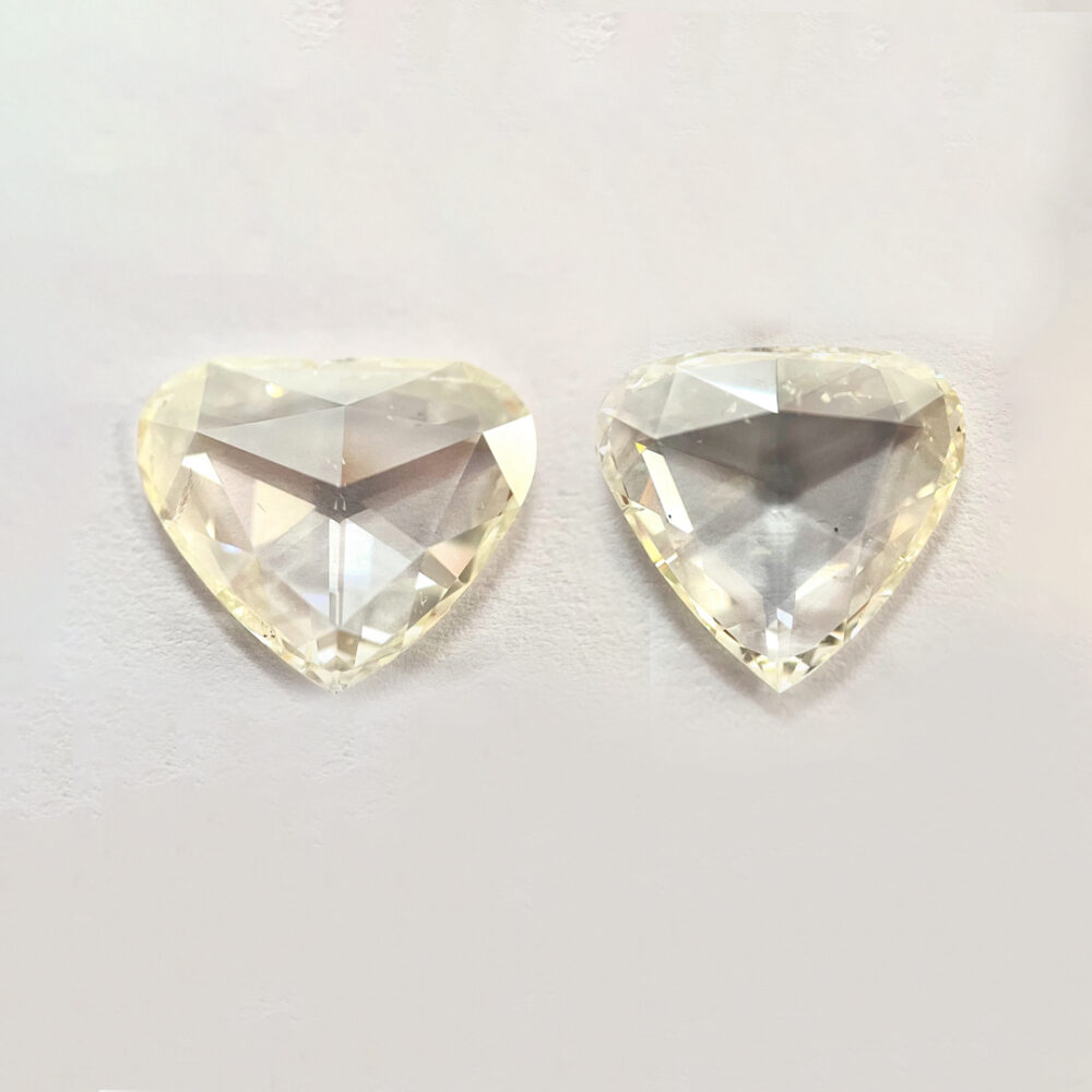 HEART shape K color Rose cut pair diamond