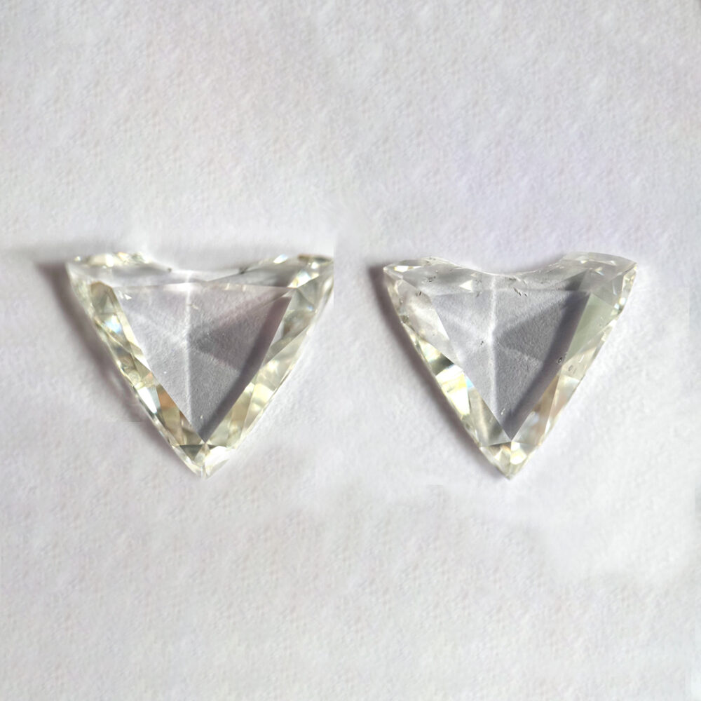 Antique Trillion shape I color Rose cut PAIR diamonds