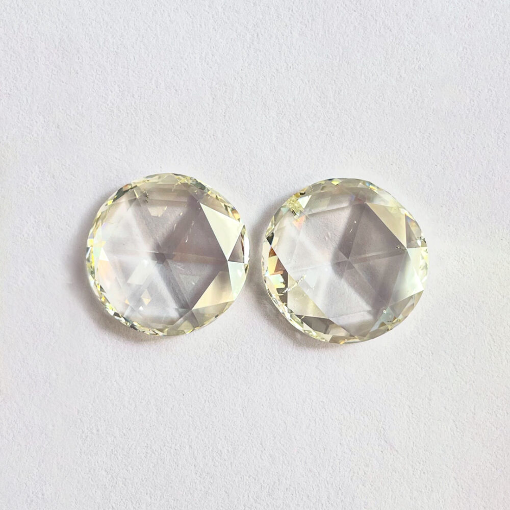 Round shape K color rose cut PAIR Diamond