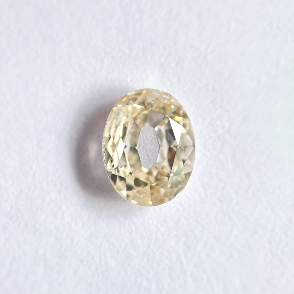 Oval shape Brown color old mine cut diamond