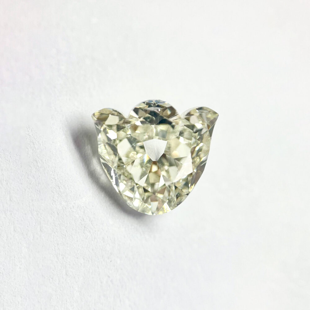 Tulip shape L color old mine cut diamond