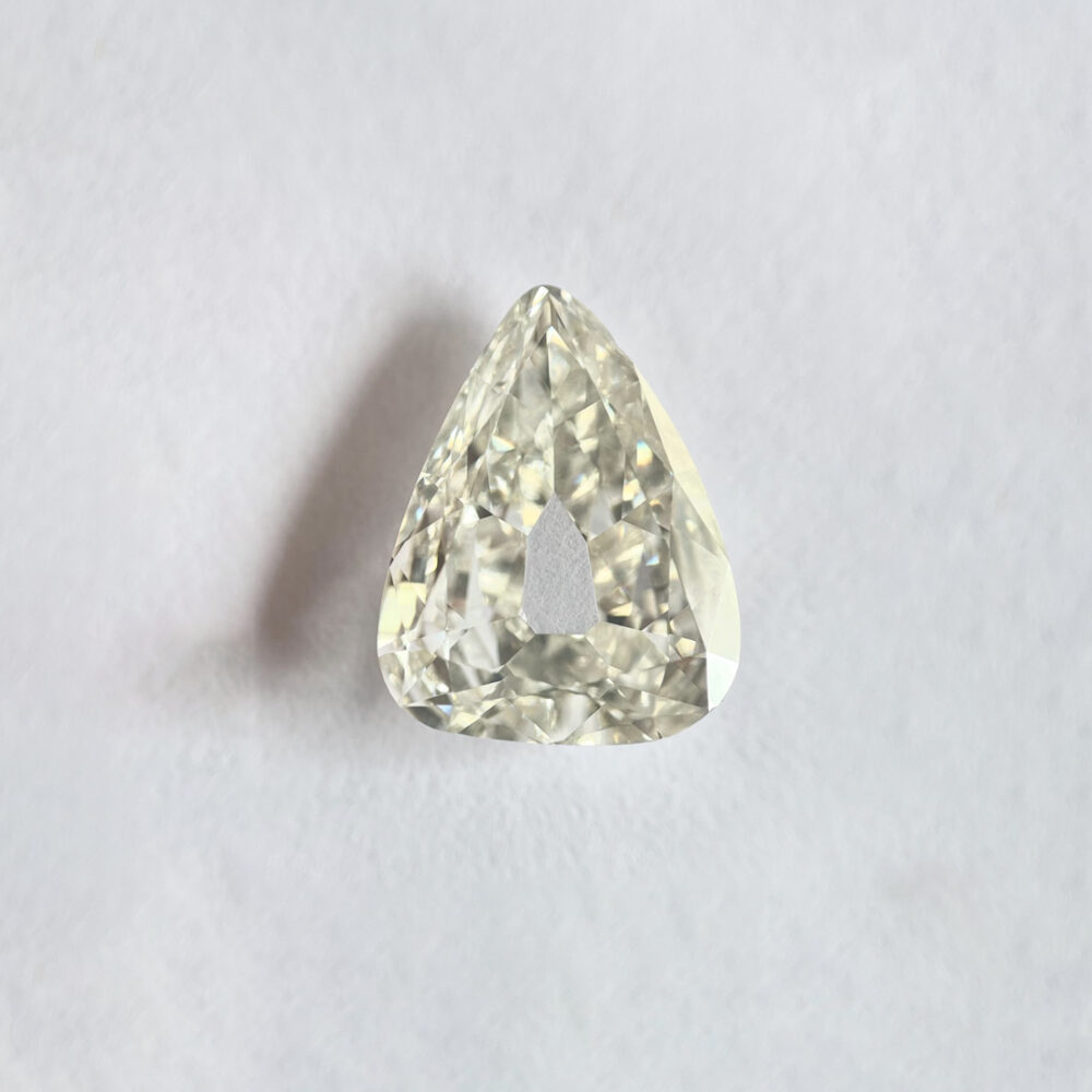 Pear shape I color old mine cut diamond