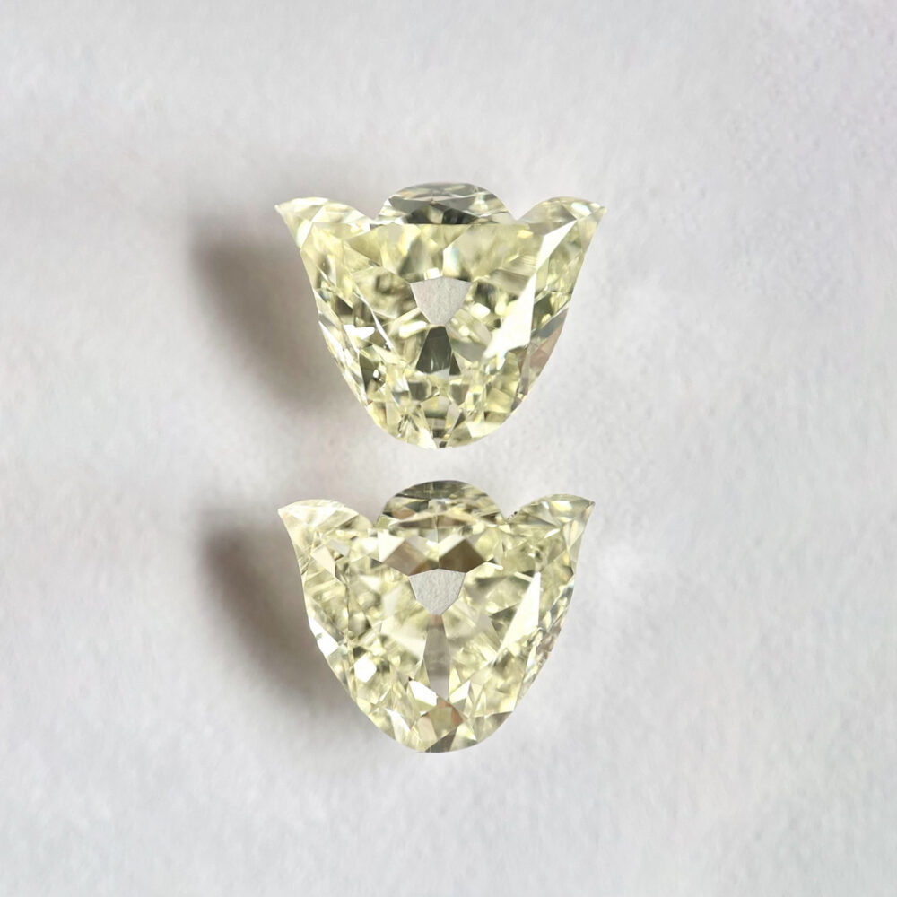 Tulip shape K color old mine cut Pair diamond