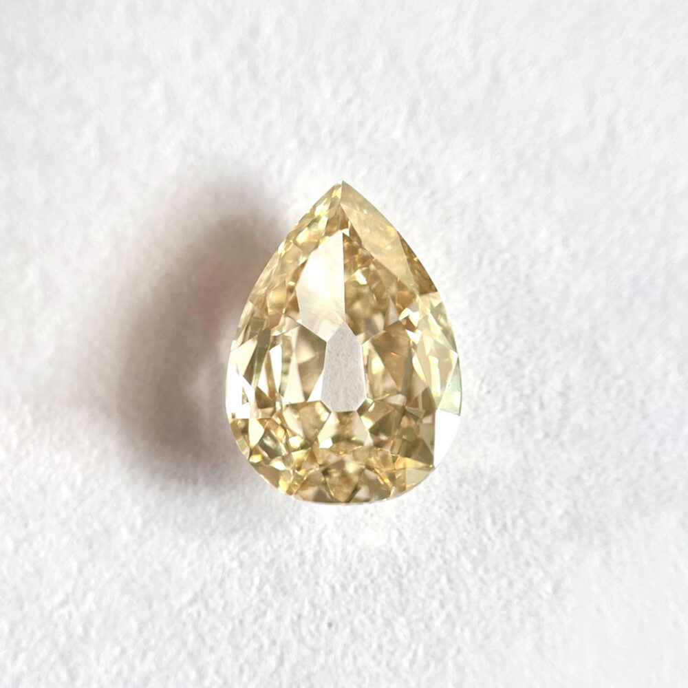 Pear shape Brown color old mine cut diamond