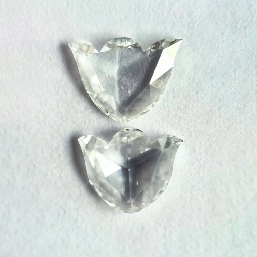 Tulip Shape G Color Rose Cut Pair Diamond