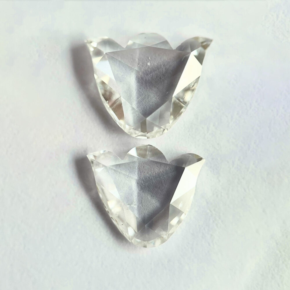 Tulip Shape G Color Rose Cut Pair Diamond