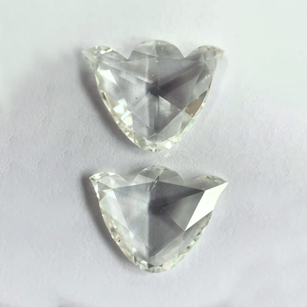Tulip Shape H Color Rose Cut Pair Diamond