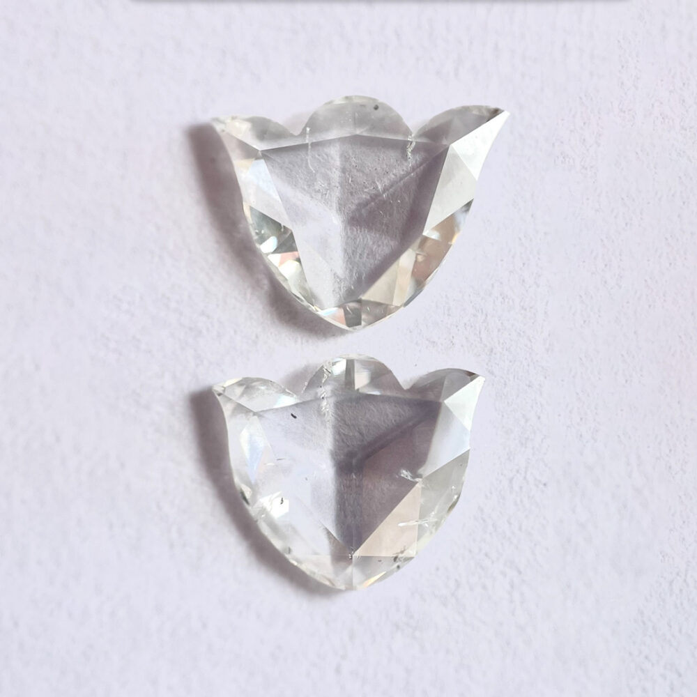 Tulip Shape G Color Rose Cut Pair Diamond