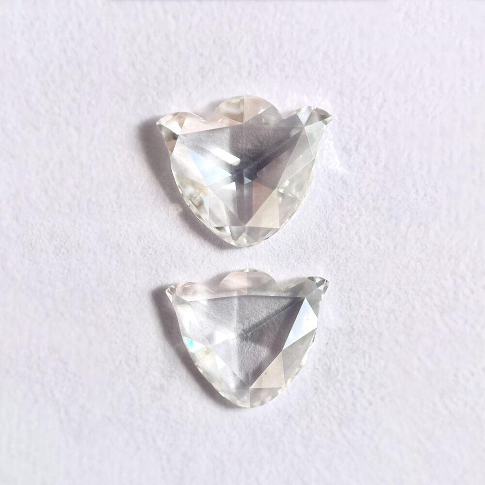 Tulip Shape G Color Rose Cut Pair Diamond