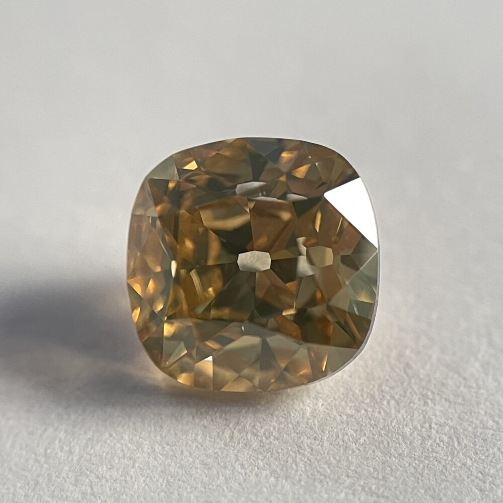 Cushion Shape Brownish Orange Color Old Mine Cut Diamond