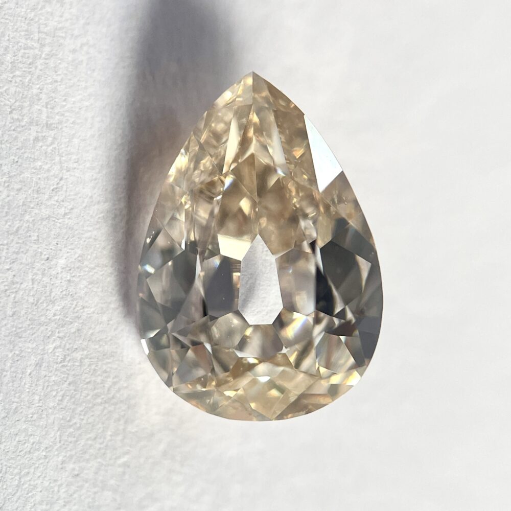 Pear Shape LB Color Old Mine Cut Diamond