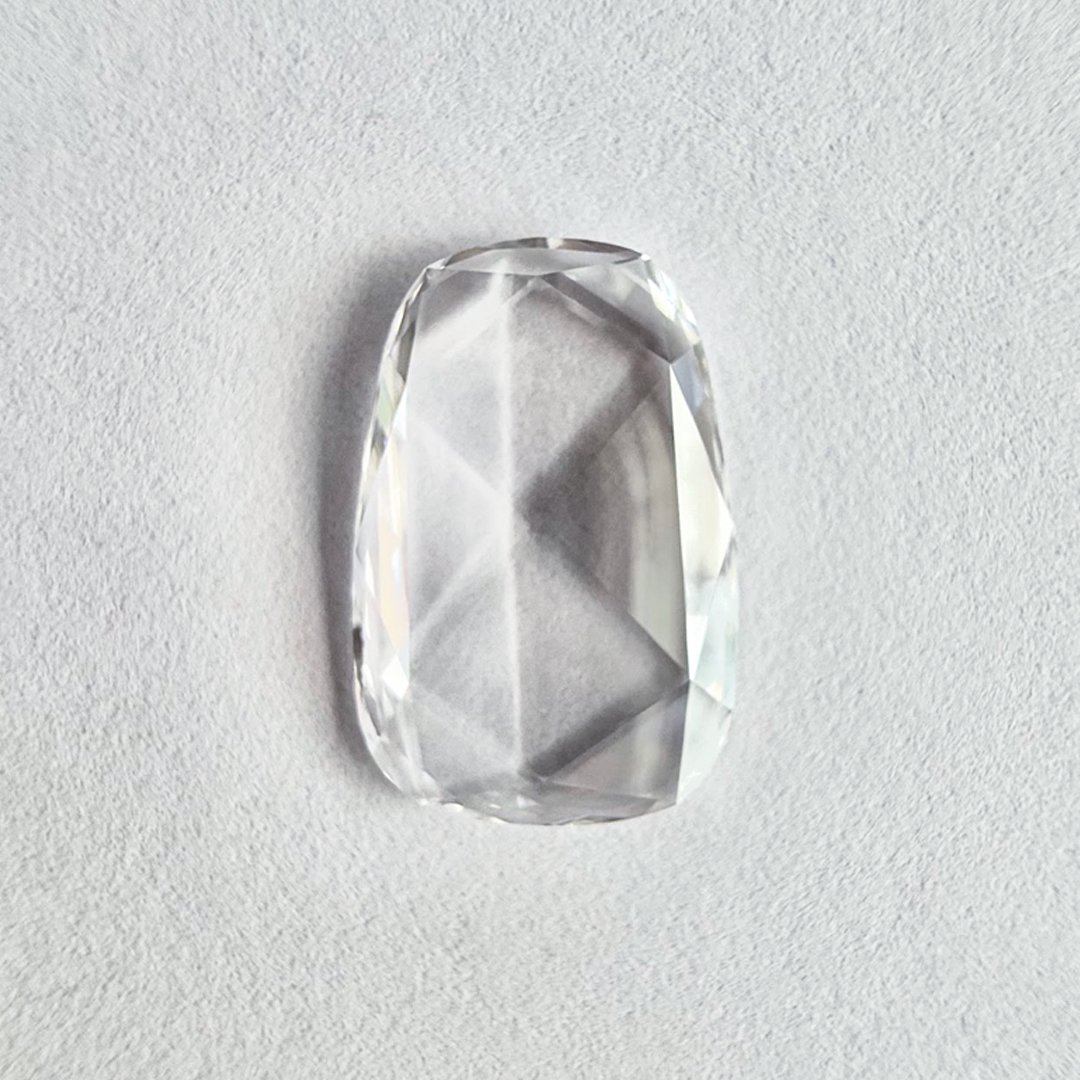 Rectangular Oval shape F color rose cut diamond