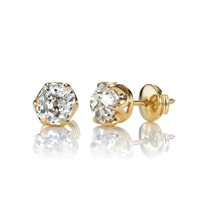 Timeless Beauty: Old Cut Diamond Yellow Gold Earrings